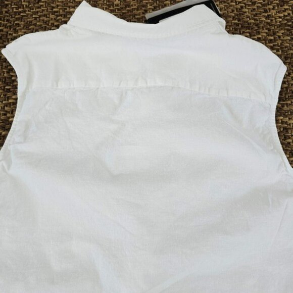 NEW French Connection Women's Blouse Size Medium White Aofie Linen Blend Twist - Picture 14 of 16